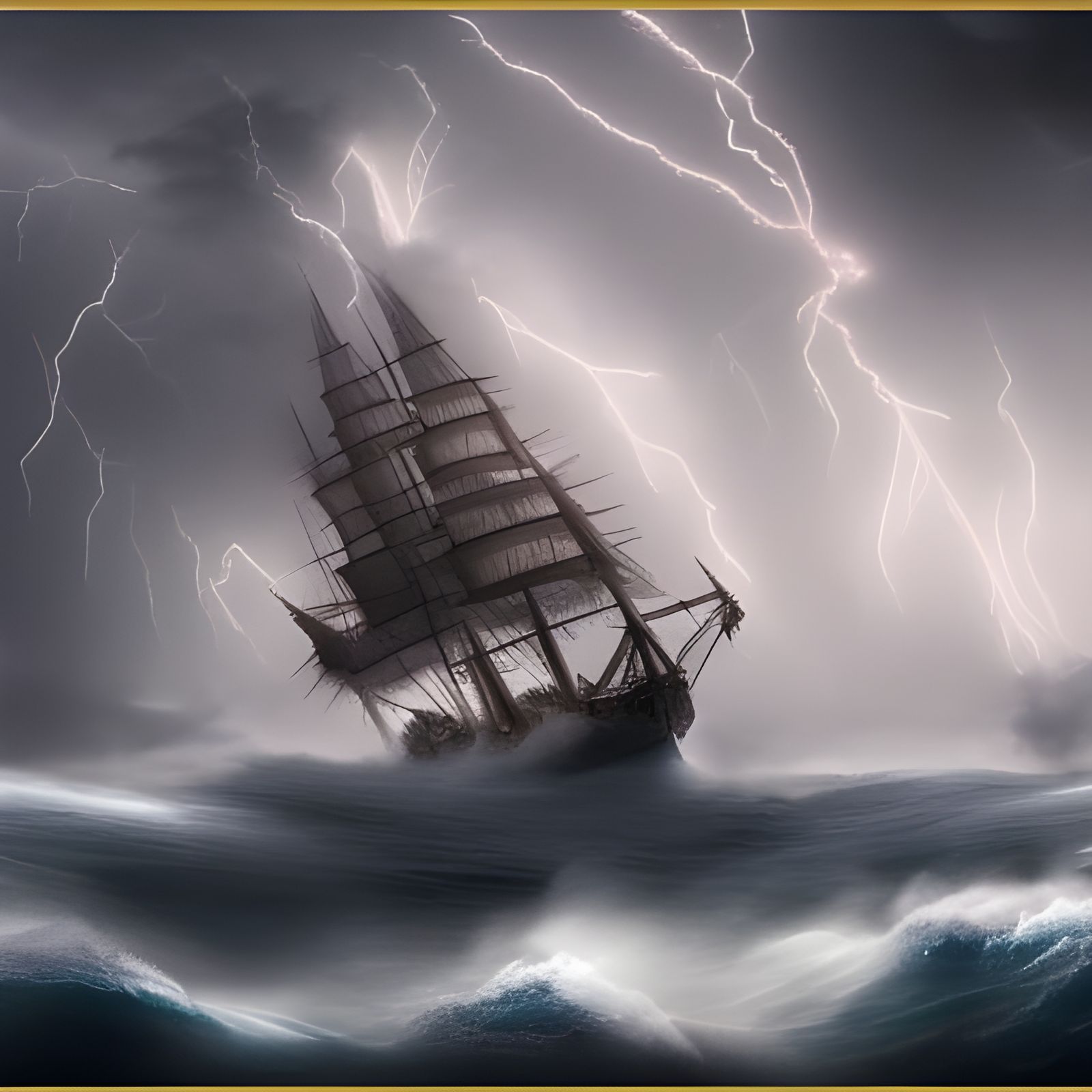 Ships Survive a Thunderstorm: Dramatic Digital Painting