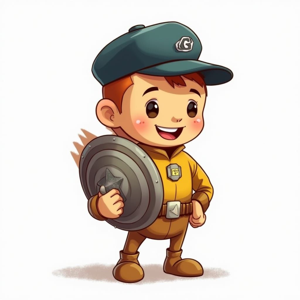 Heroic Figure with Shield in Sci-Fi Art Style