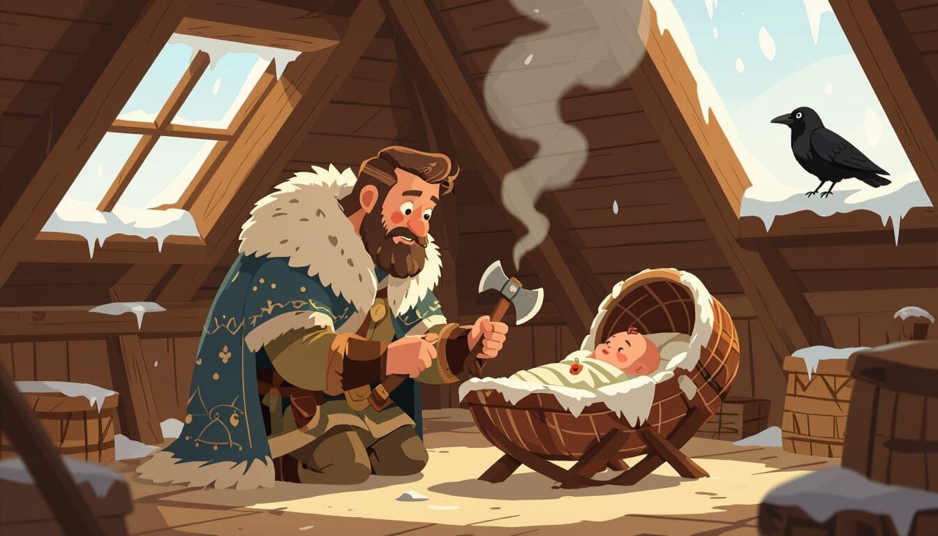 Father Places Heirloom Pendant on Baby's Chest in Warm Heart...