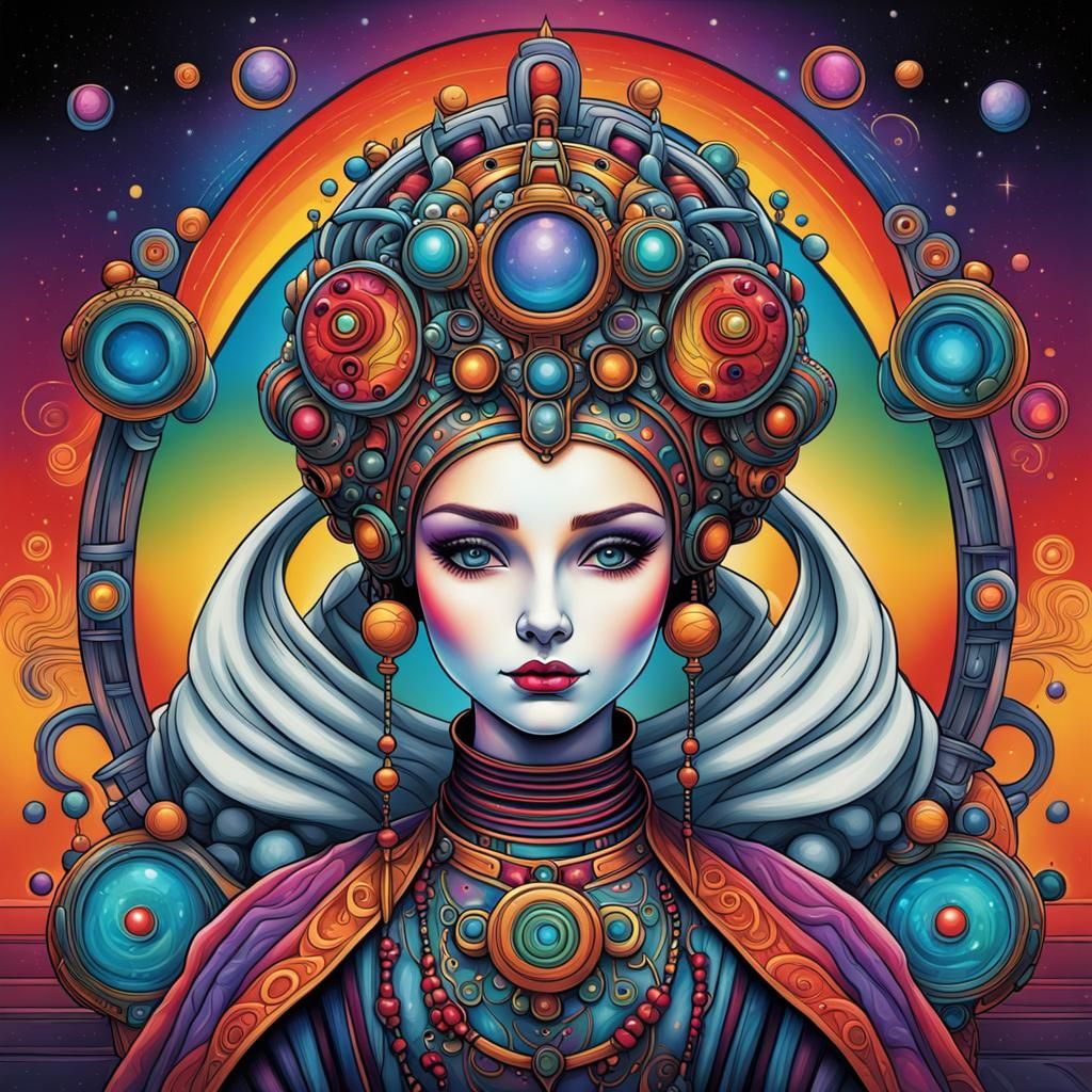 Hyperdetailed Queen Amidala with Rainbow Tattoos