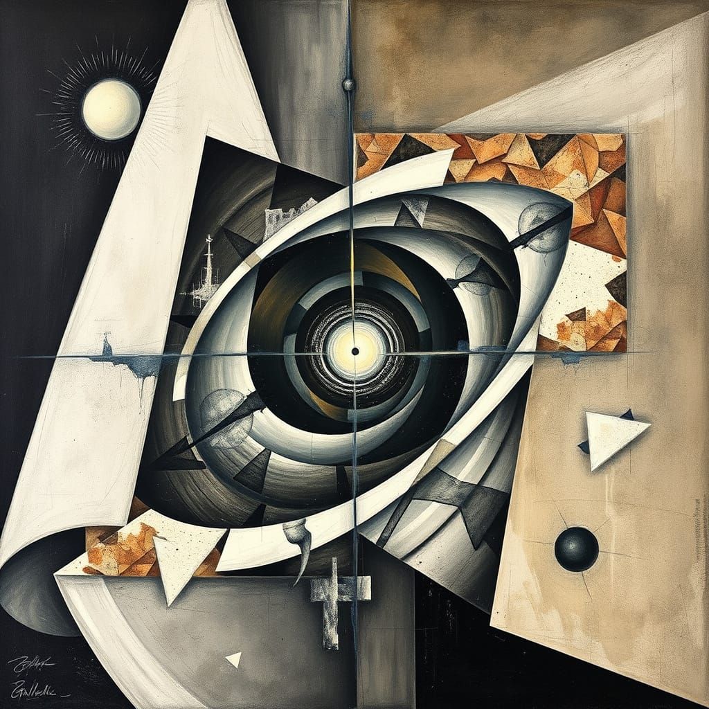 Cosmic Abstract Cubism in Geometric Harmony