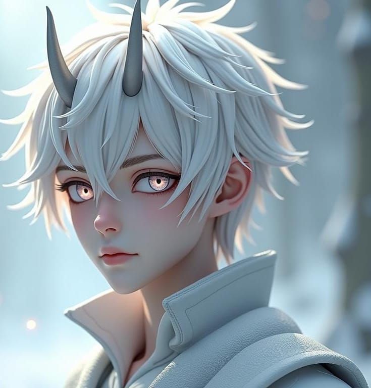 Anime Style Wight Demon with Platinum Hair in 3D