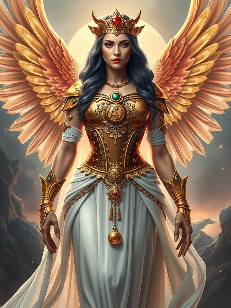 Goddess in Golden Armor Fantasy Art
