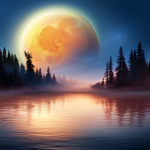 Dramatic Half Moon in Starry Night Sky