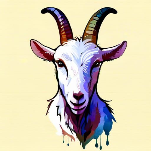 Watercolor Goat on Plain Background