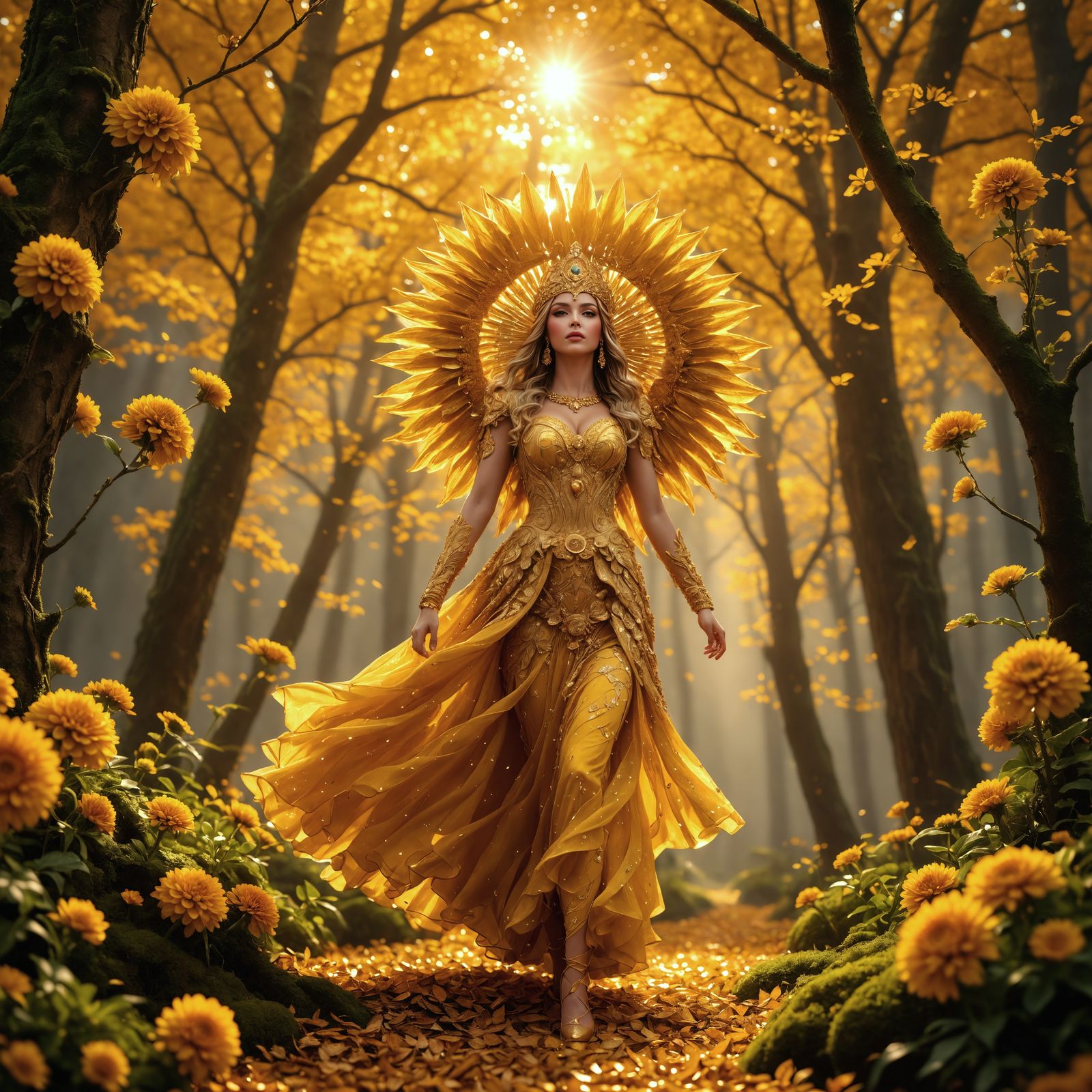 Golden Goddess in Art Nouveau Punk Style