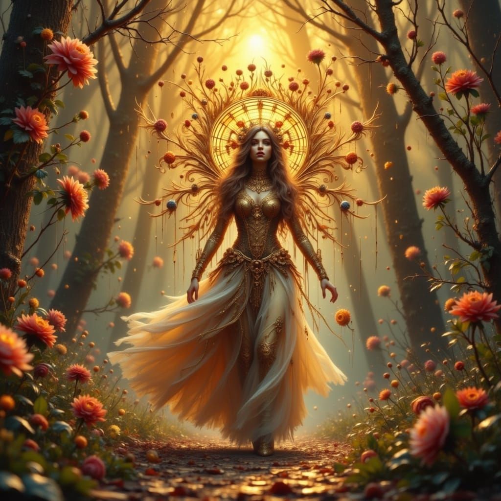 Golden Goddess in Art Nouveau Punk Style