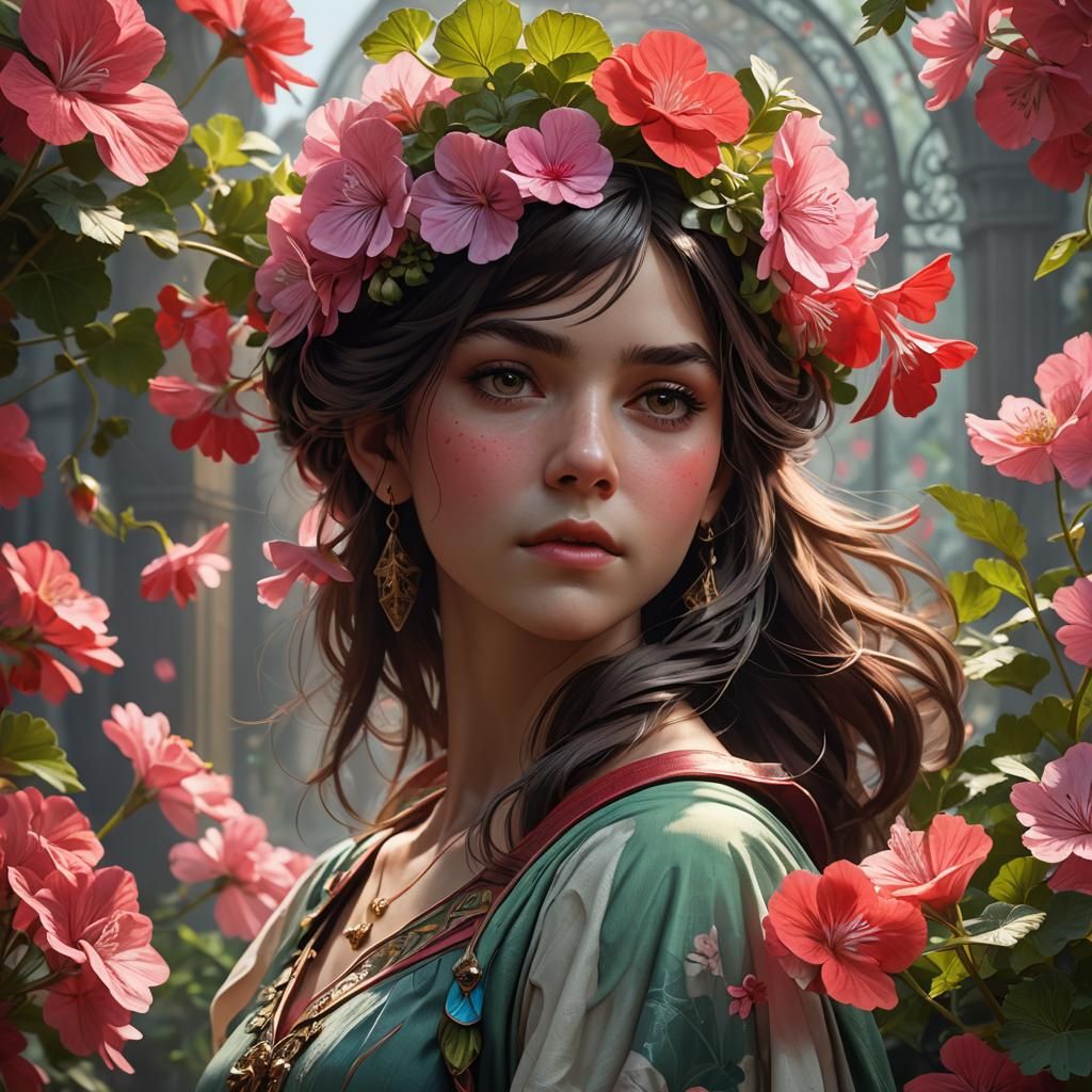 Hyperdetailed Portrait of a Geranium in Unreal Engine 5