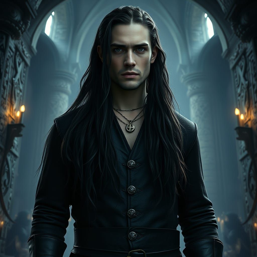 Arthurian Tower: Fair Man in Dark Cinematic Style