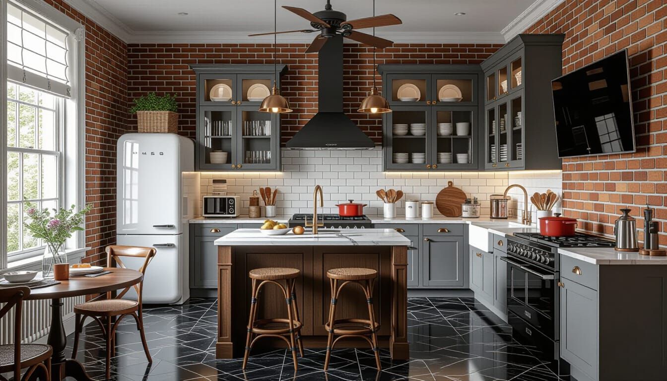 Vibrant Victorian Kitchen with Modern Appliances
