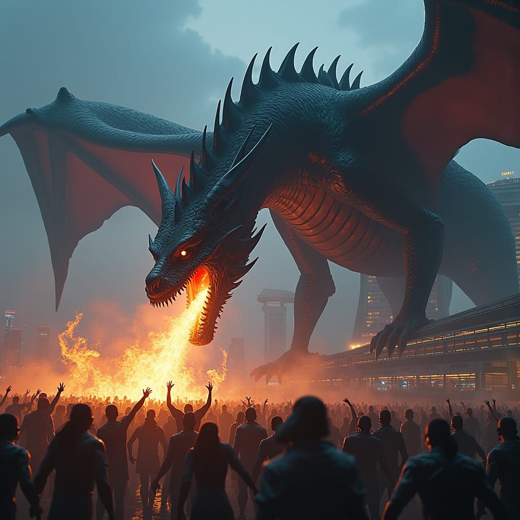 Black Dragon Over Marina Bay Sands