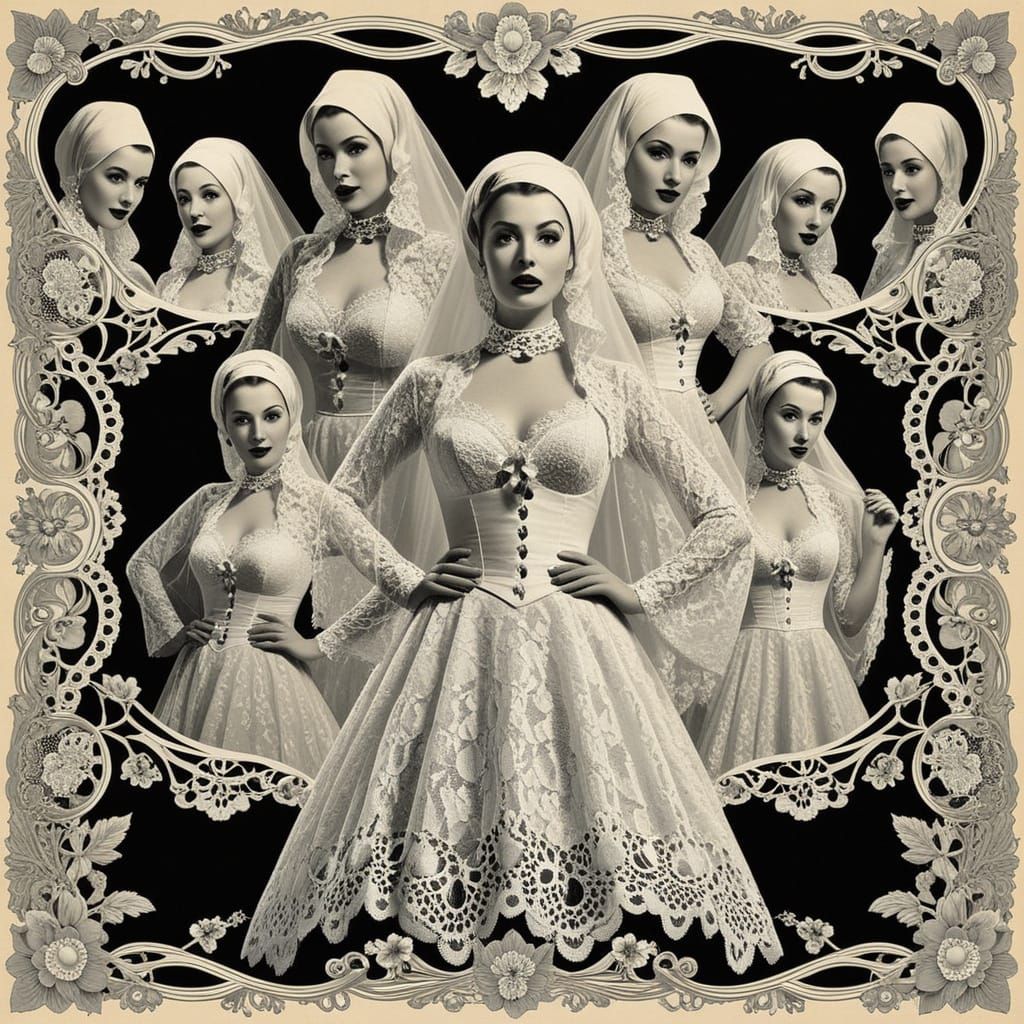 Lace Ghosts Pinup Poster Collage
