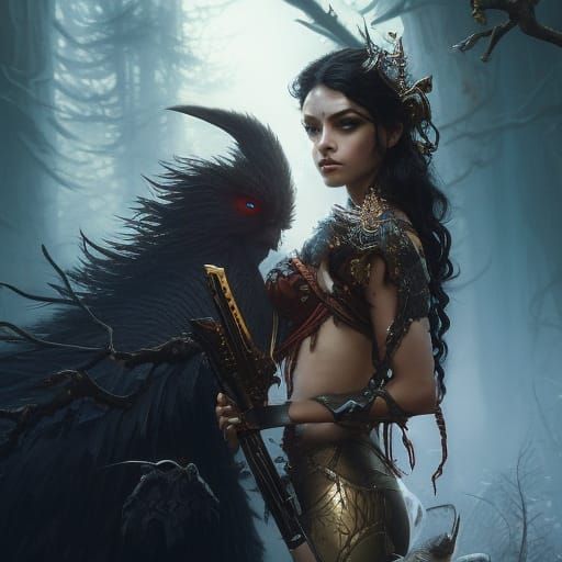 Gothic Japanese Voodoo Priestess Portrait in Dark Fantasy Ar...