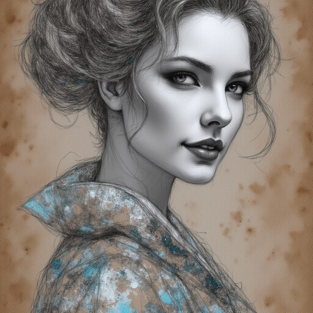 Chalk Sketch Geisha in Victoria Frances & Luis Royo Style