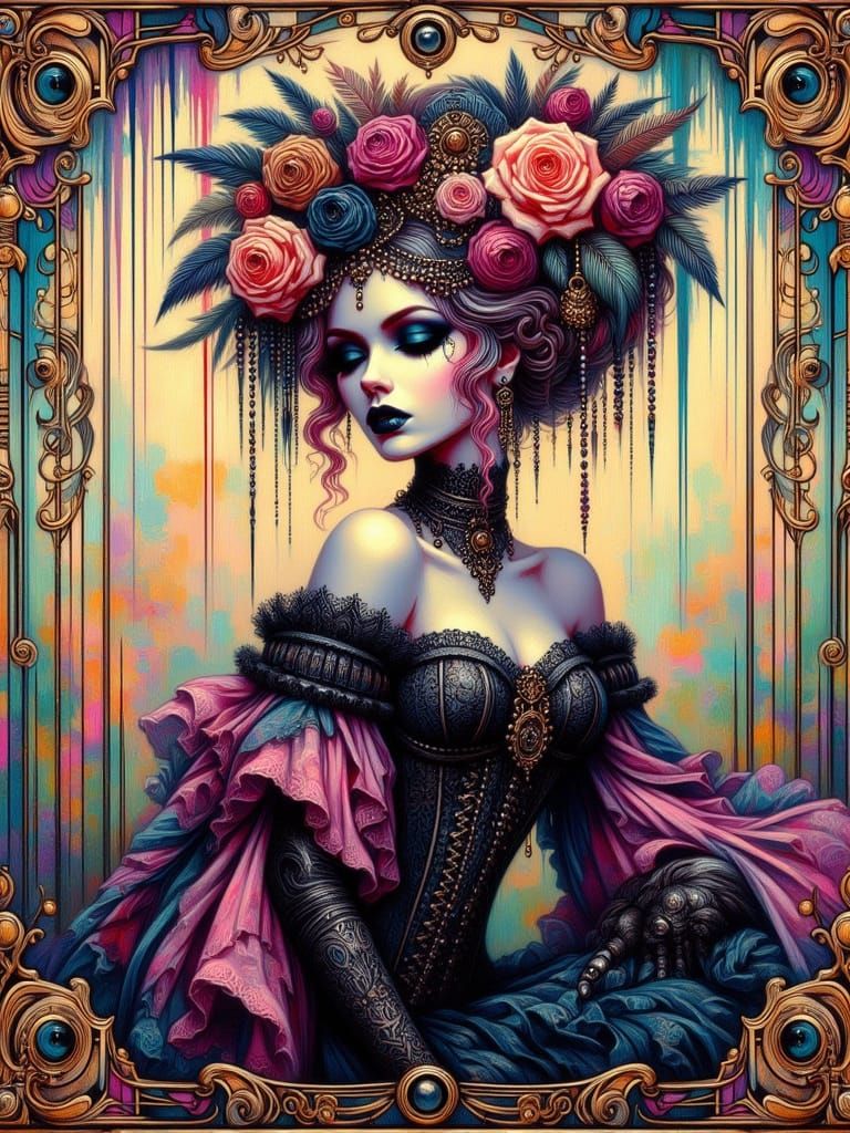 Rococo Lady in Summer Dress with Impasto Brushstrokes