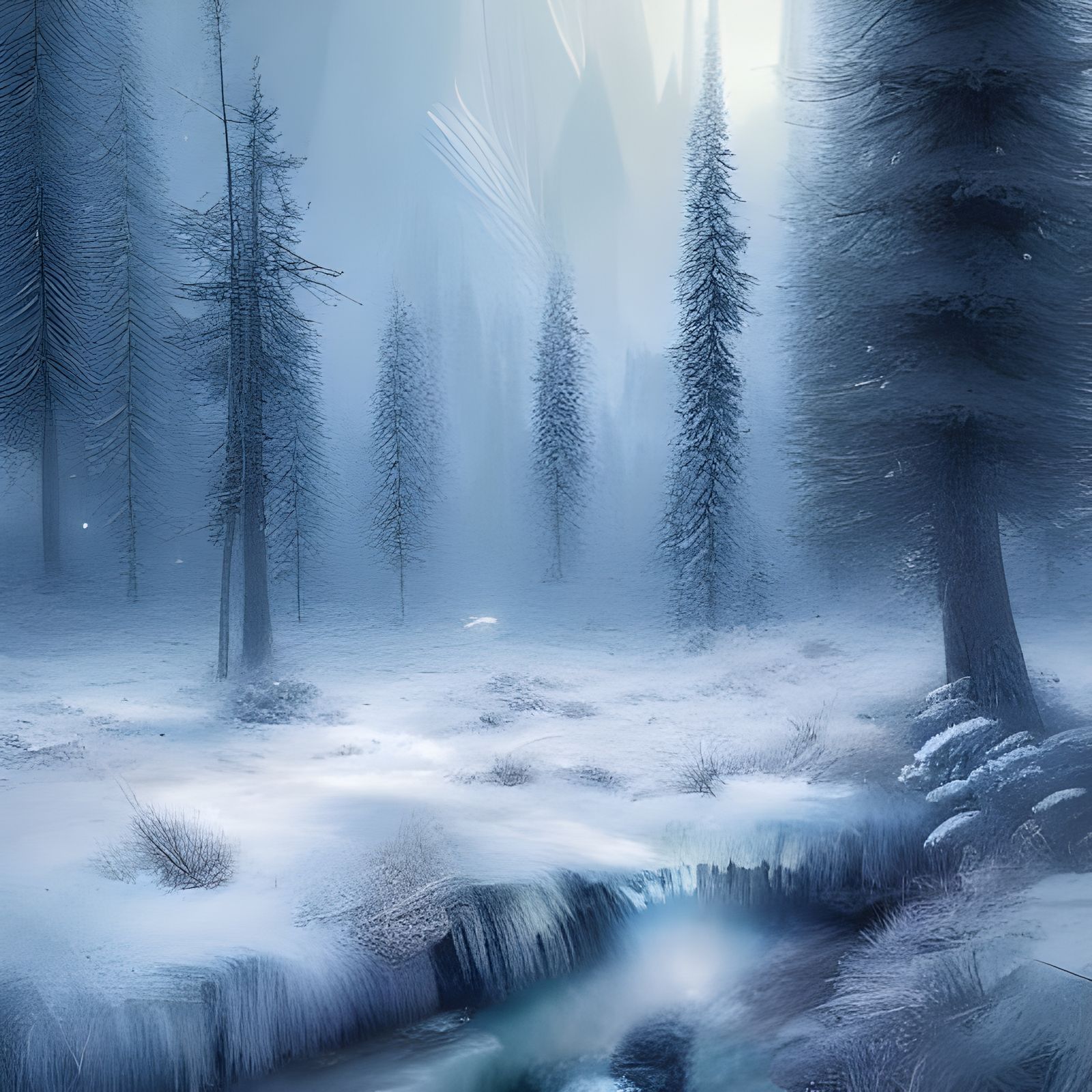 Sparkly Snow in Winter Forest Landscape