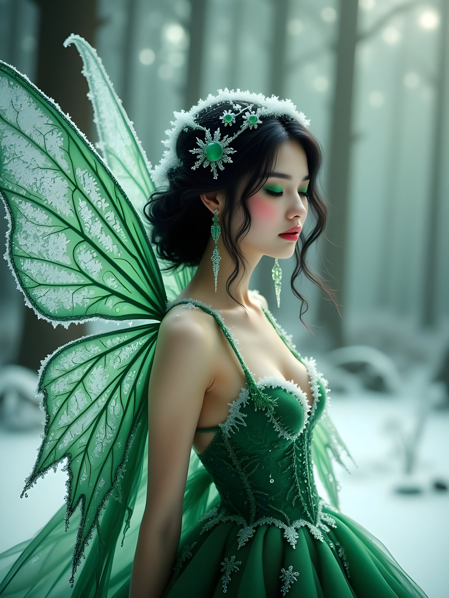 Hyper-Realistic Frost Faerie Queen Portrait