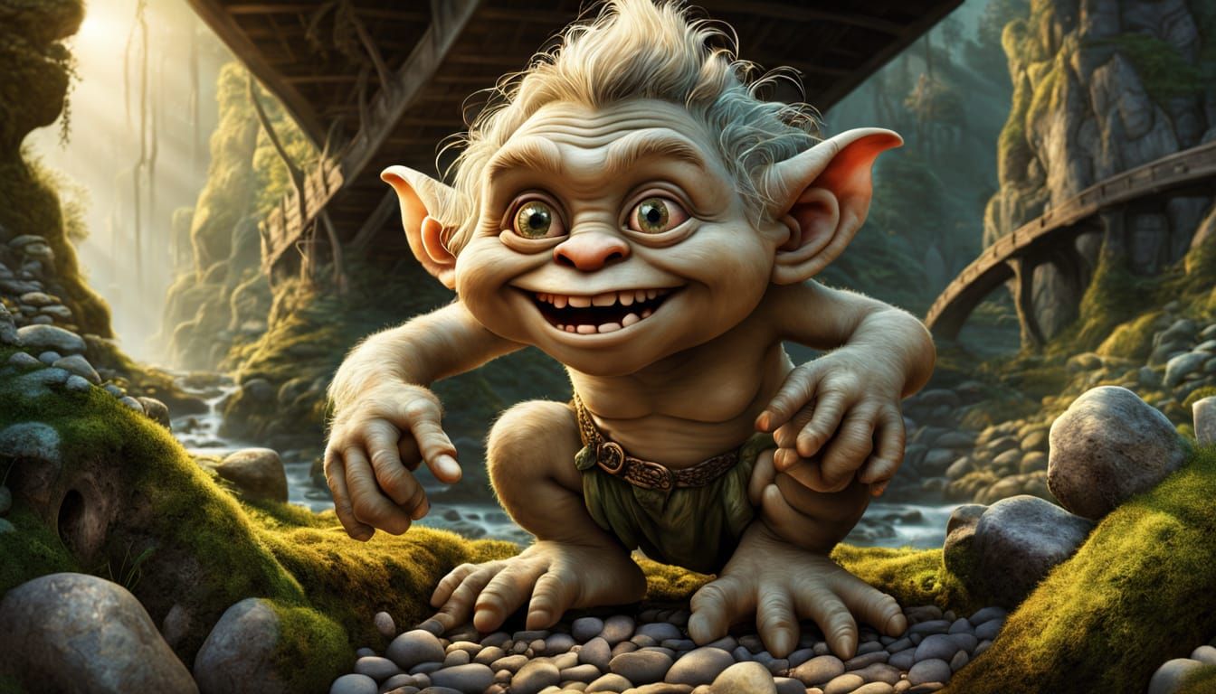 Whimsical Fantasy Troll Family Scene in Dreamy Style