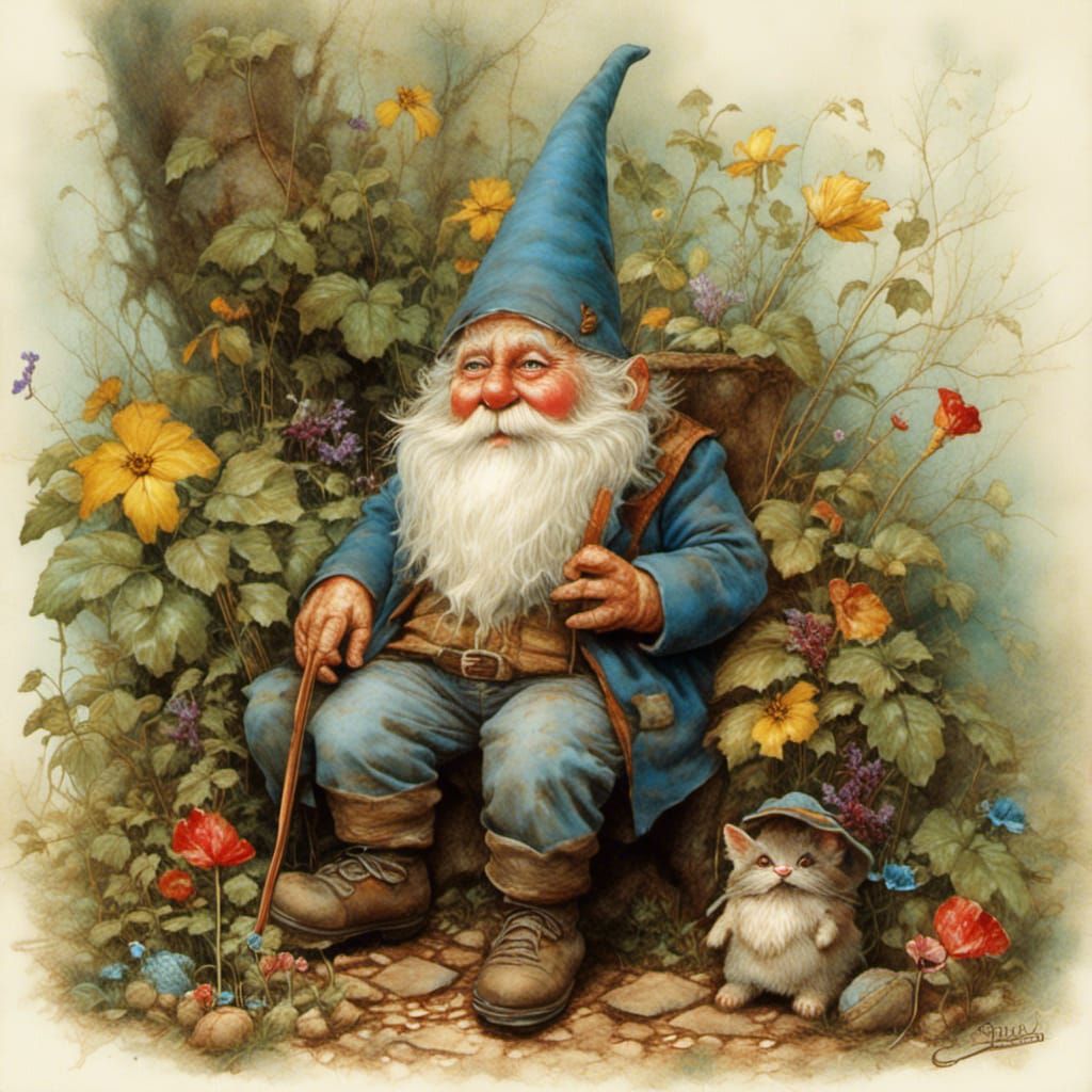 Grandpa Gnome Greets Grandsons: Storybook Fantasy Art