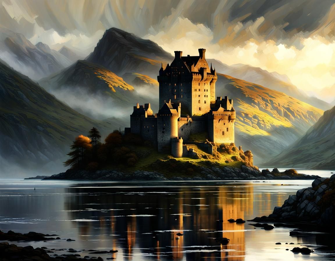 Eilean Donan Castle Sunrise: Epic Digital Painting