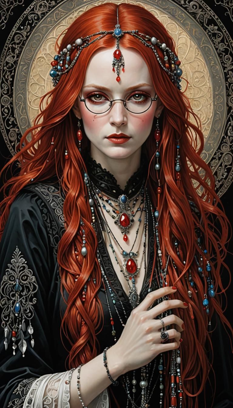 Gothic Portrait of Redhead with Glasses