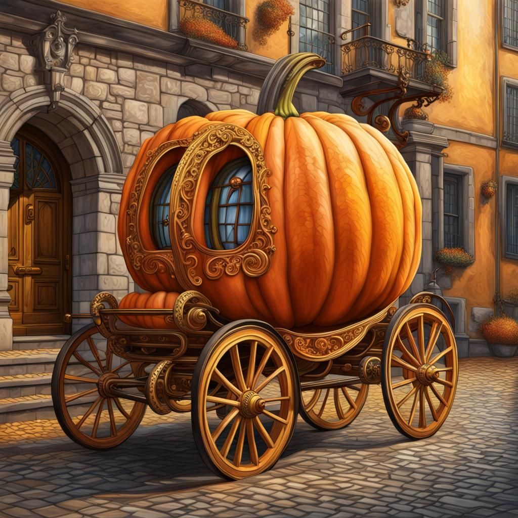 Intricate Pumpkin Carriage with Golden Details