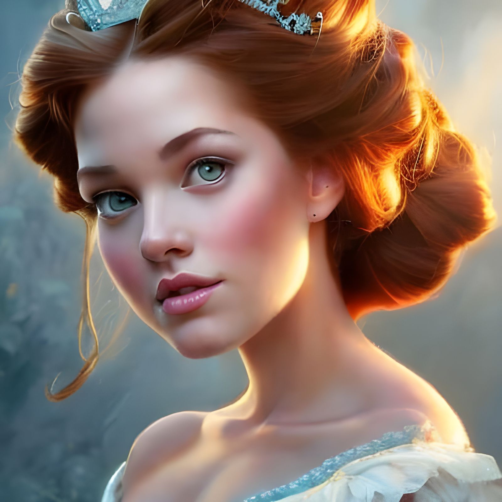 Princess Belle Portrait in Digital Art Style