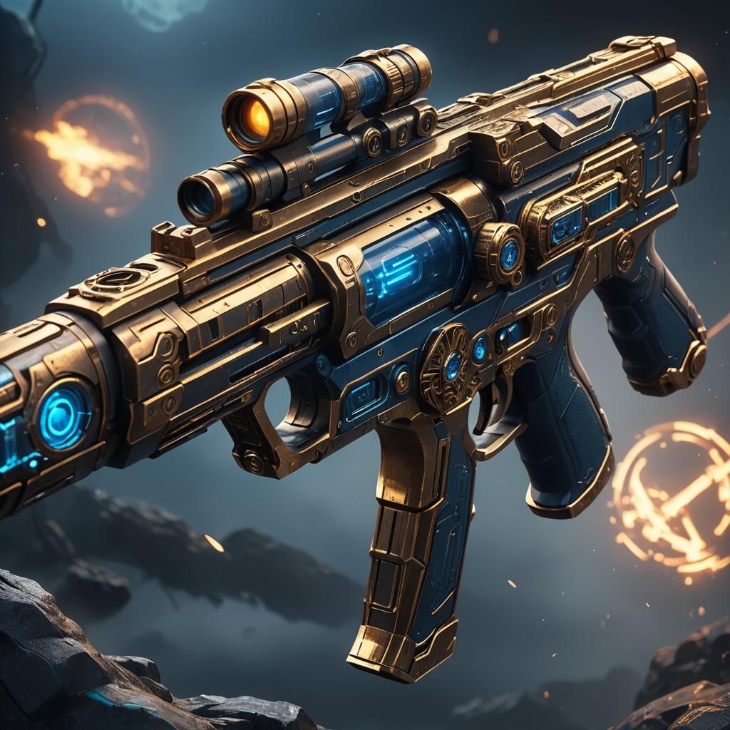 Futuristic Sniper Pistol with Glowing Runes