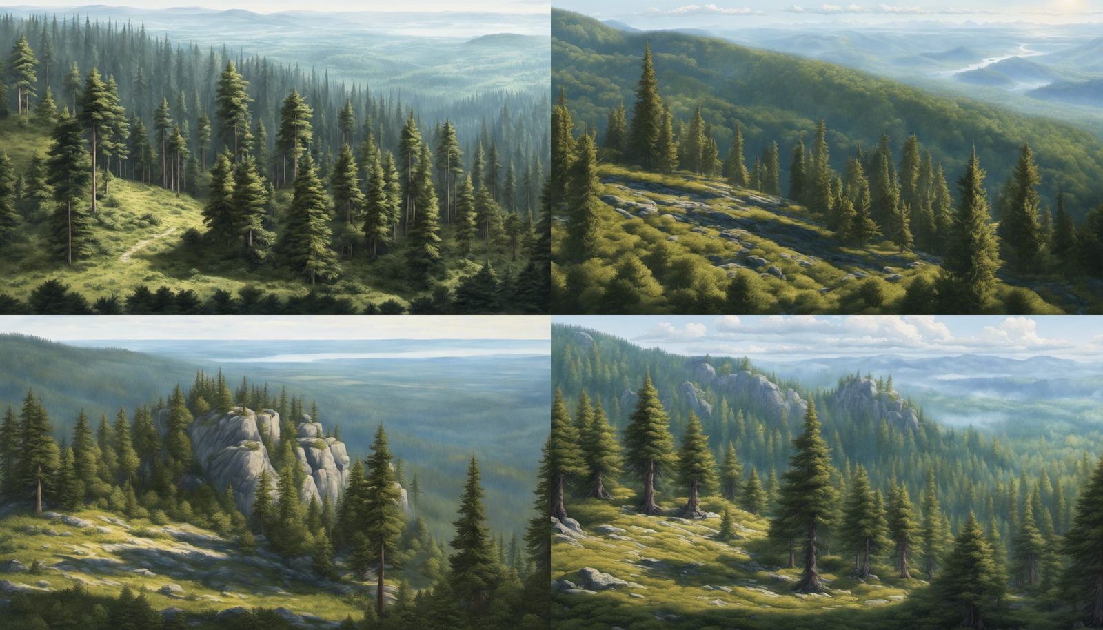 Hyperrealistic Wooded Plateau in Summer