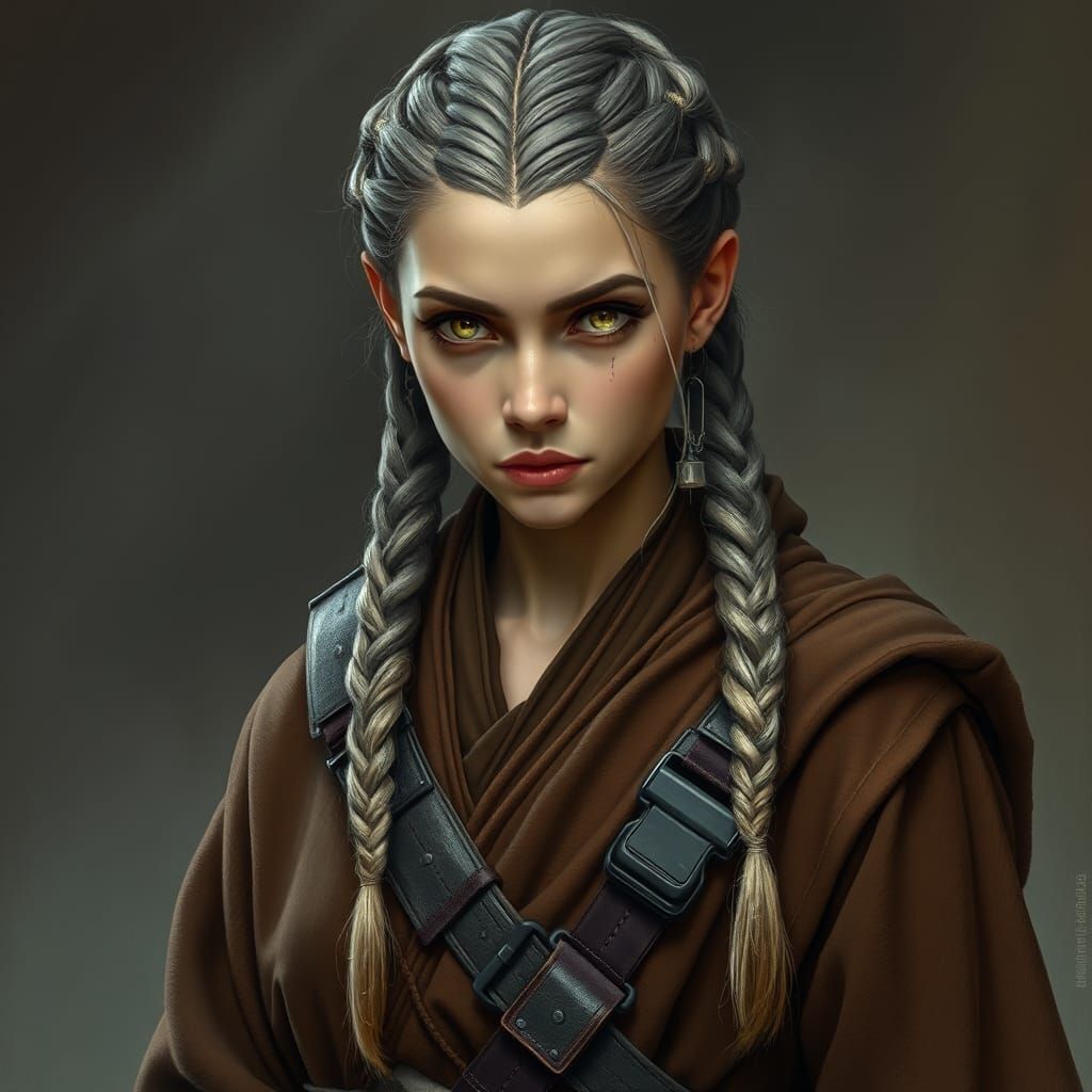 Stoic Female Jedi with Glowing Eyes