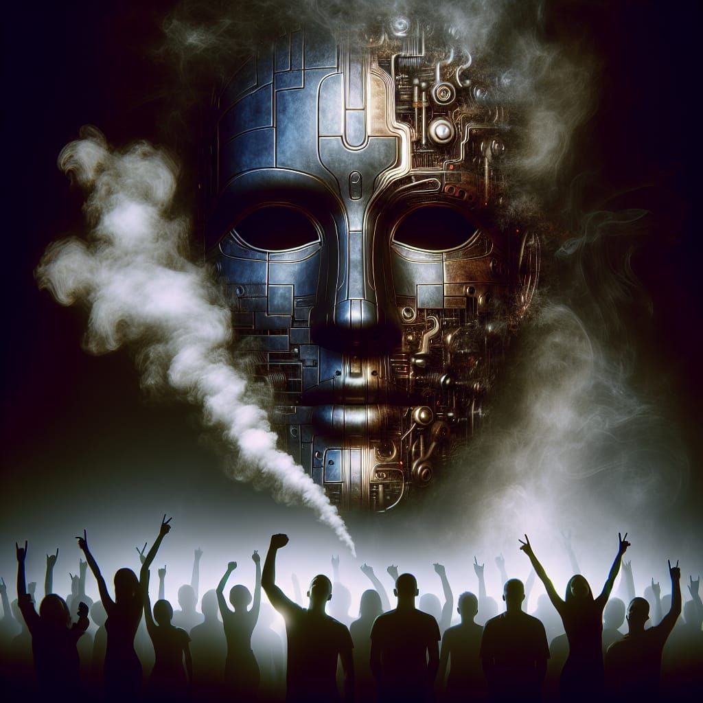 Dramatic Mask with Celebrating Figures