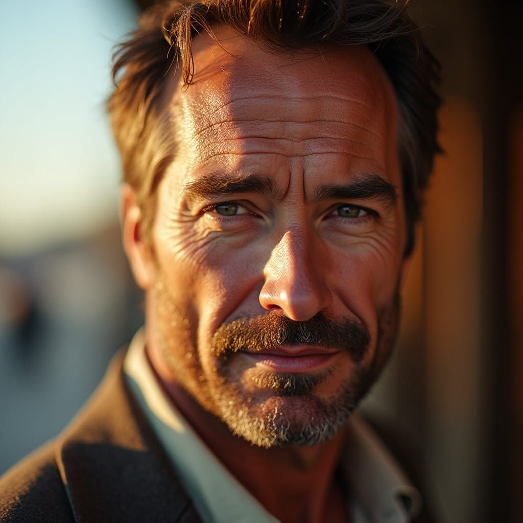 Charming Actor Portrait in Warm Ambient Light