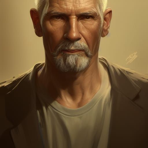 Handsome Older Man Portrait in Digital Art Style