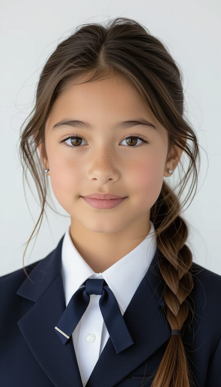 Professional Tween Girl Portrait in School Uniform