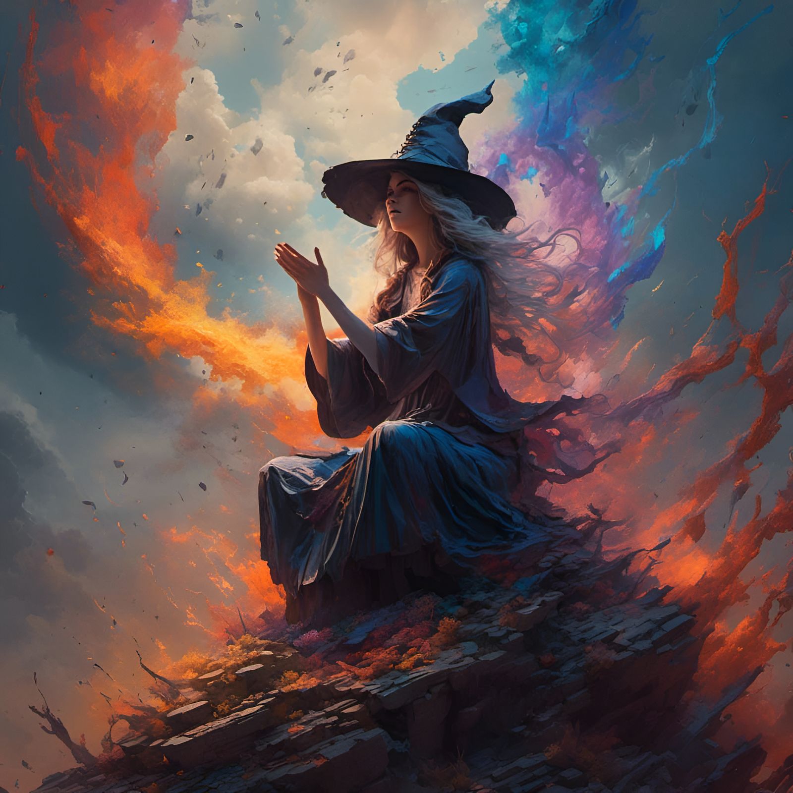 Beautiful Witch Turns to Ash in Hyperreal Art