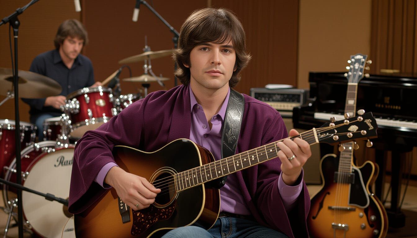 1970s Musician in Recording Studio Portrait