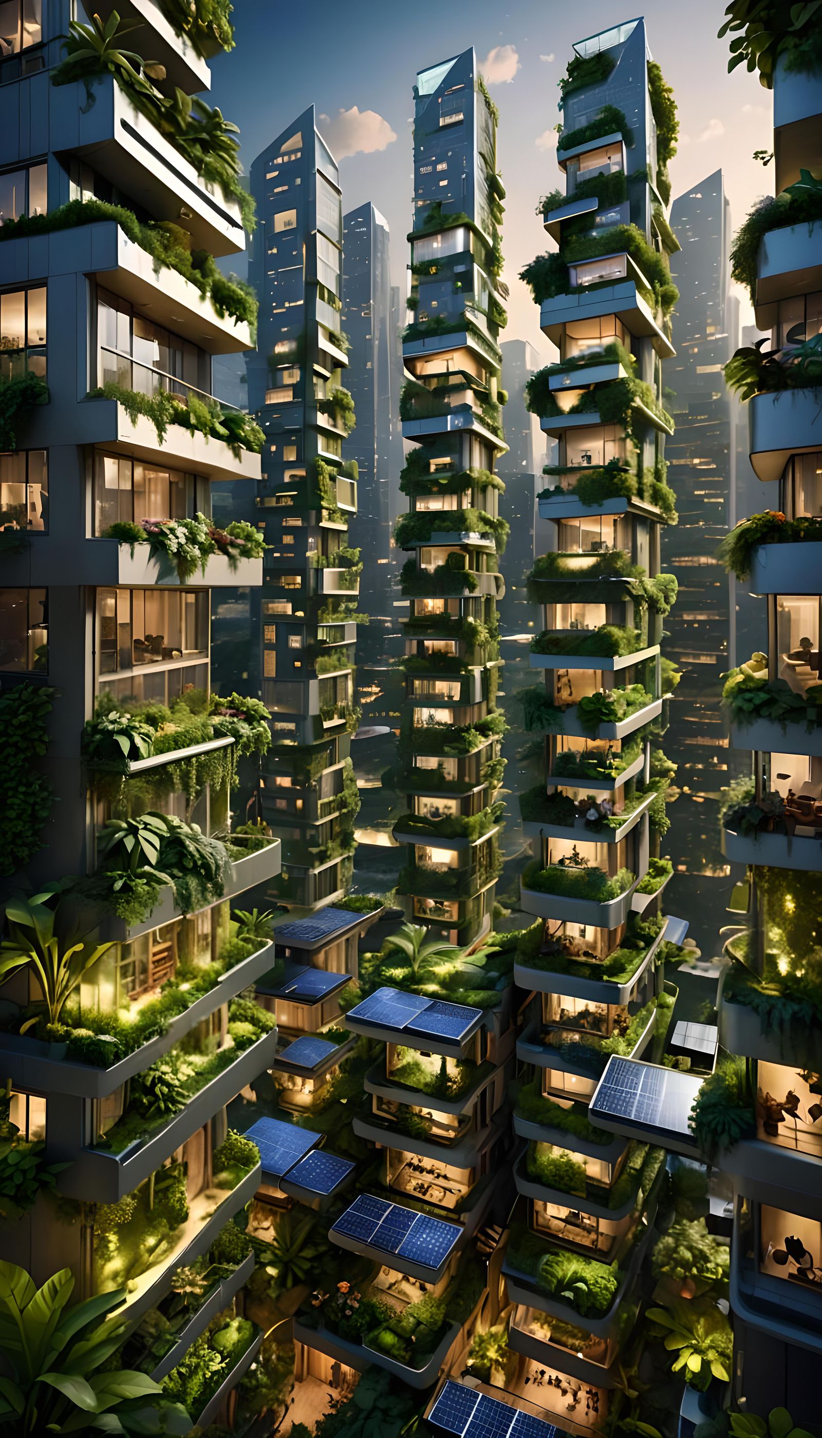 Futuristic Cityscape: Sustainable Green Architecture at Nigh...