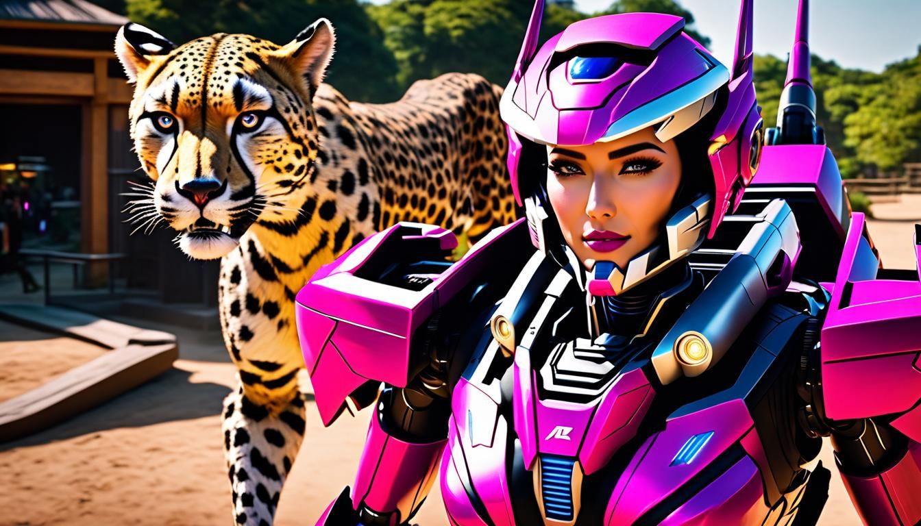 Arcee and Cheetah Mecha Selfie at the Zoo