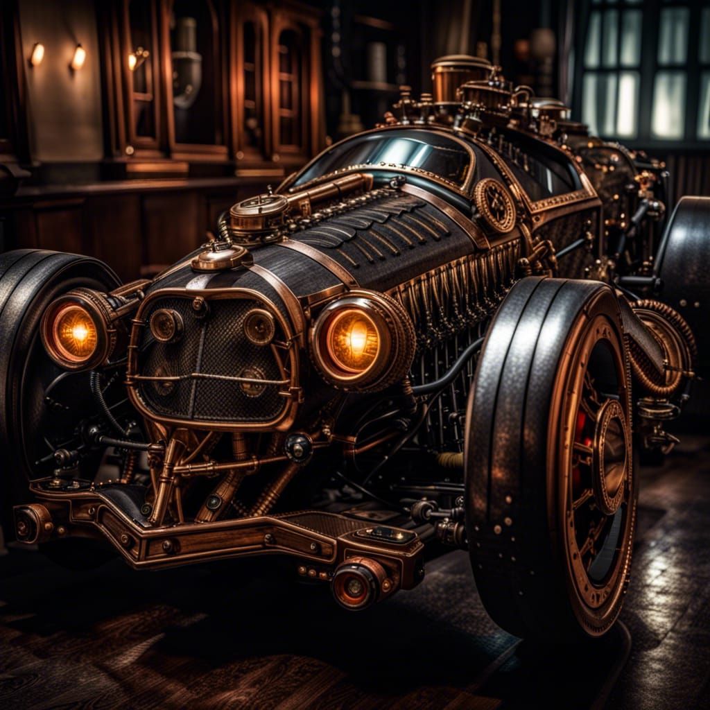 Steampunk Batmobile: Hyperrealistic Automotive Art