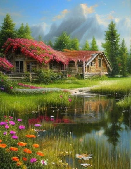 Cottagecore Girl with Wildflowers in Ornate Garden