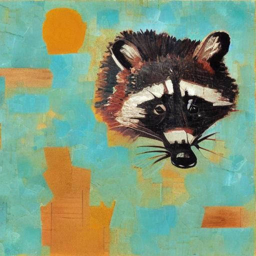 Raccoon Food Bag in Cubist Impressionist Style