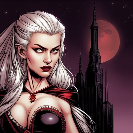 High Gothic Vampire Princess in Crimson Suit