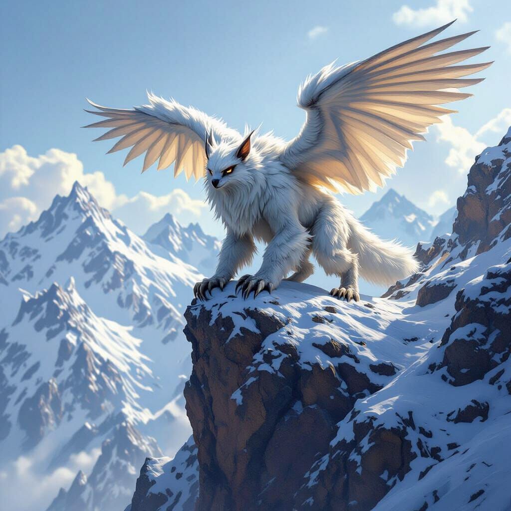 Furry Winged Mountain Climber Gliding Between Peaks