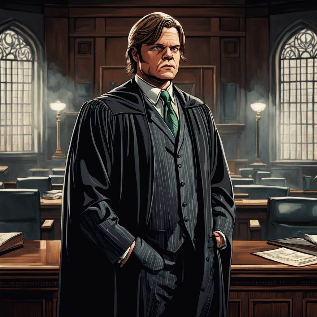 Foggy Nelson in Traditional Lawyer's Robe with Dramatic Cour...