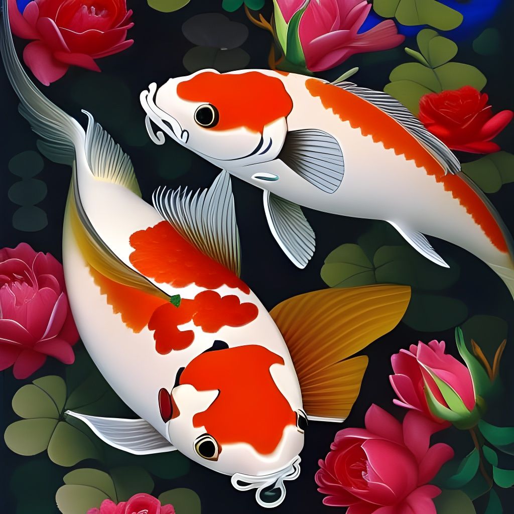 Yin Yang Koi Fish in Renaissance Style