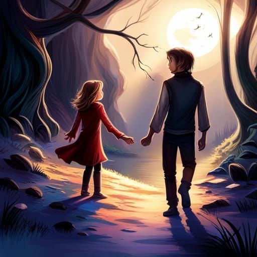 Vampire and Wolf Adventure in Mystical Forest