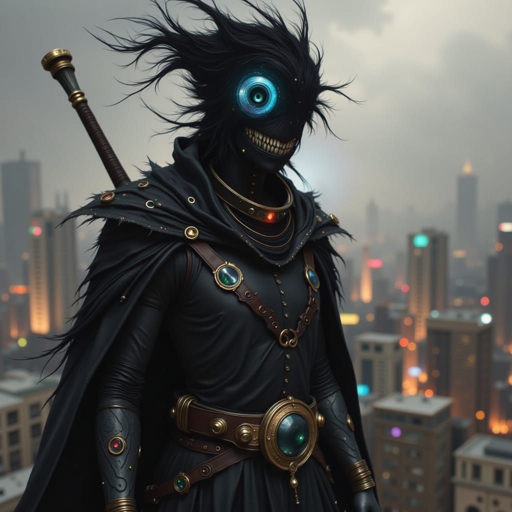 Mysterious Fae Amidst Dark Glitch