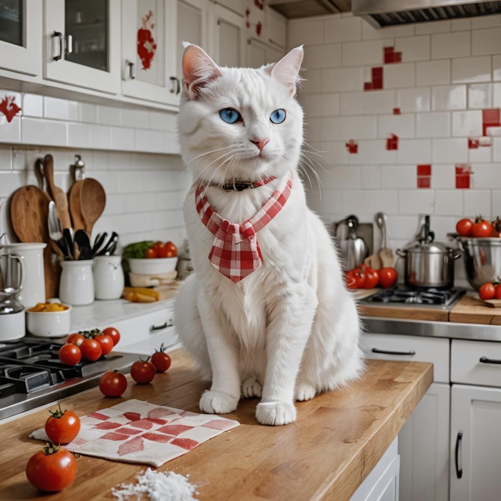 Lan the White Cat Chef: 3D Render