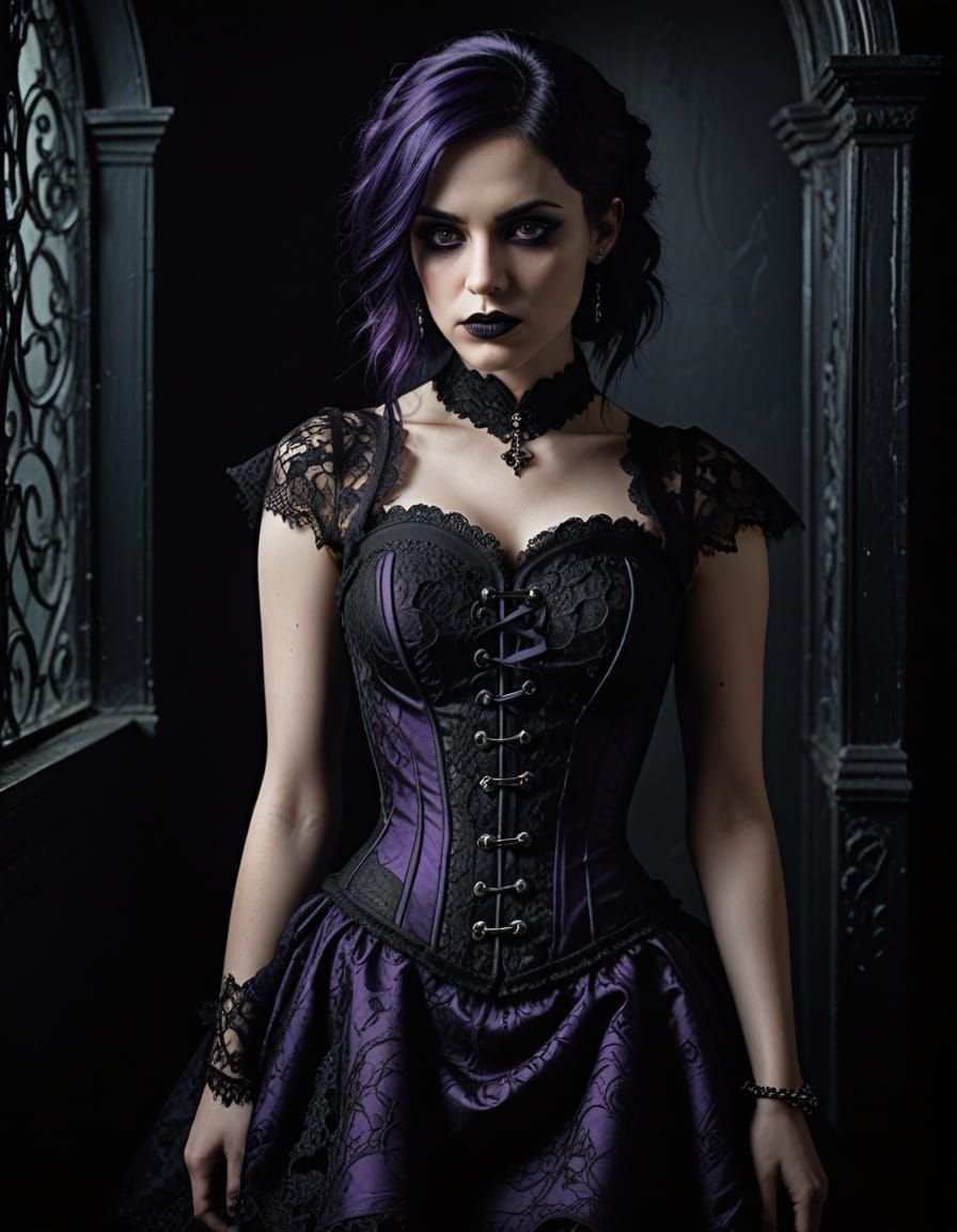 Ethereal Gothic Beauty in Deep Purple