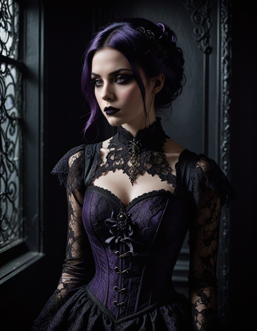 Ethereal Gothic Beauty in Deep Purple